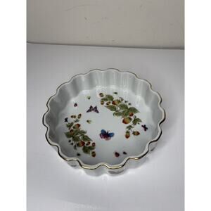 Ardalt Lenwile Oven to Table Cookware Baking Quiche 8 1/4" Gold Trim Japan #7053